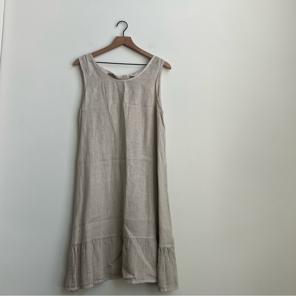 Terzo Millennio Italian Linen Shift Dress Minimalist Tie Back Vacation Resort L - Picture 3 of 12